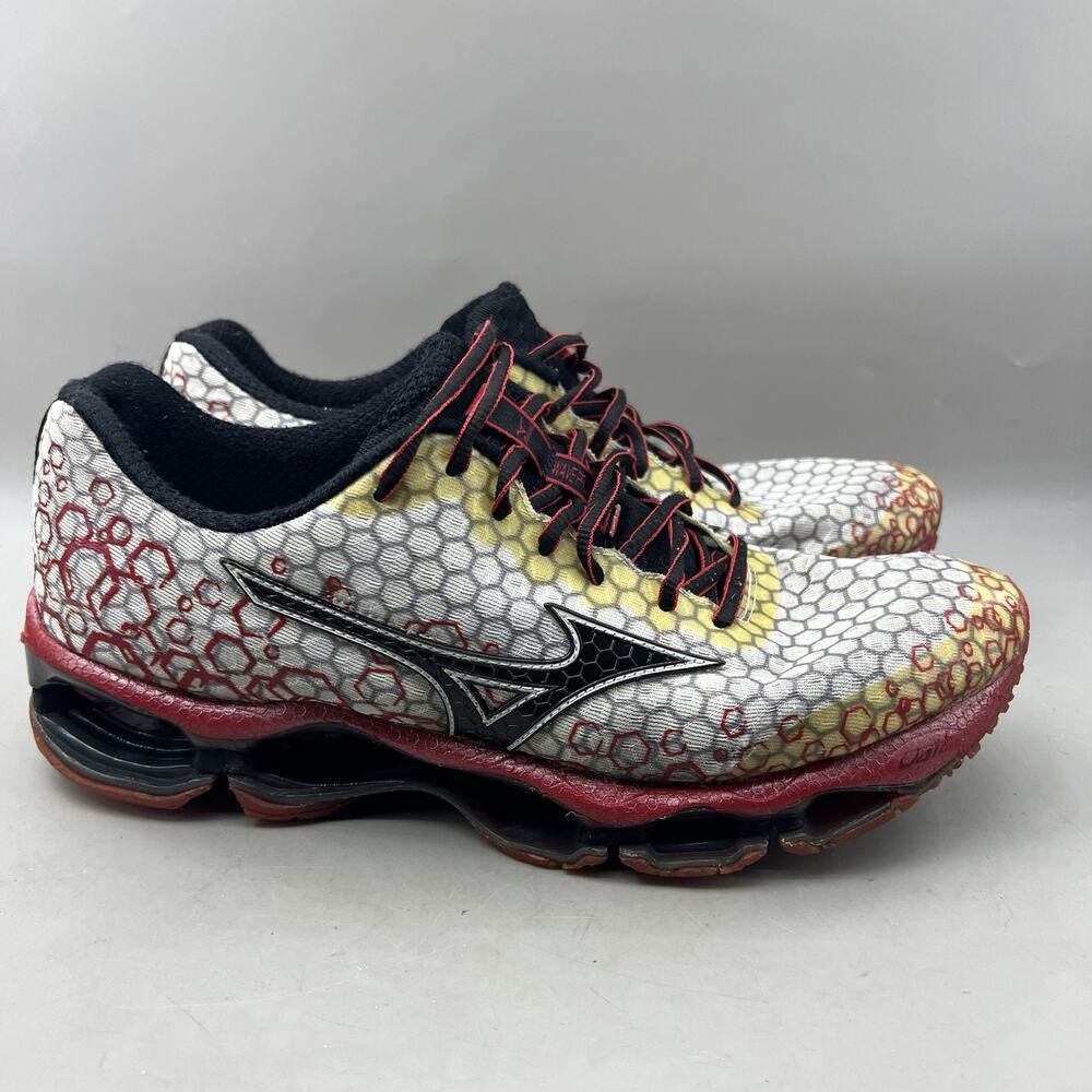 Mizuno Wave Prophecy 3 Running Shoes Men Size 11 White Red Comfort Low Sneakers